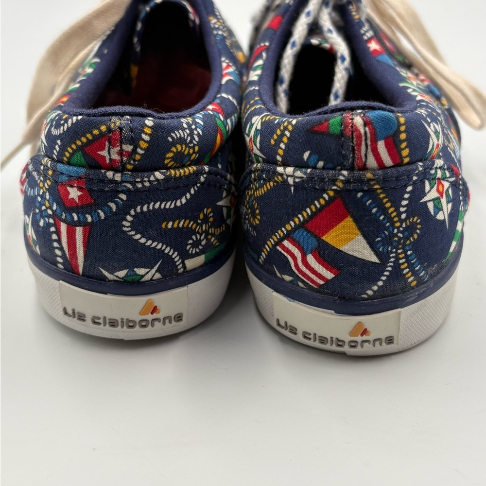 Vintage Liz Claiborne Nautical Canvas Sneakers Navy Blue Womens Size 7M - Picture 7 of 12